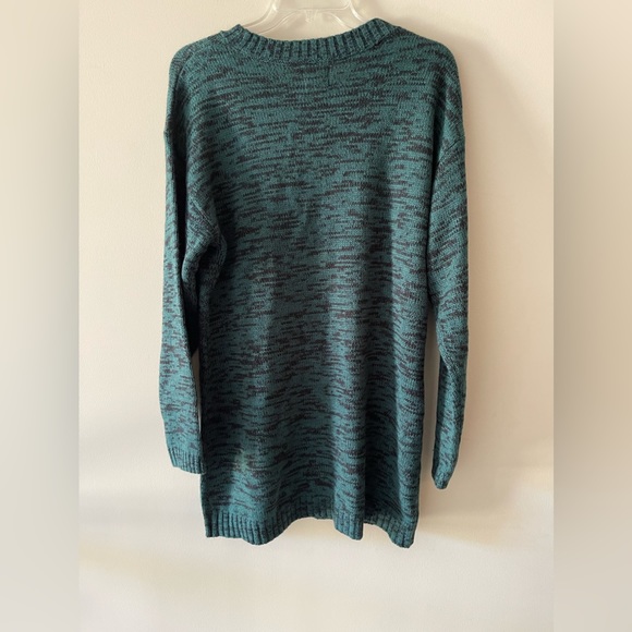 Green and Grey Marle Cable Knit Crewneck Sweater Dress - Picture 2 of 11